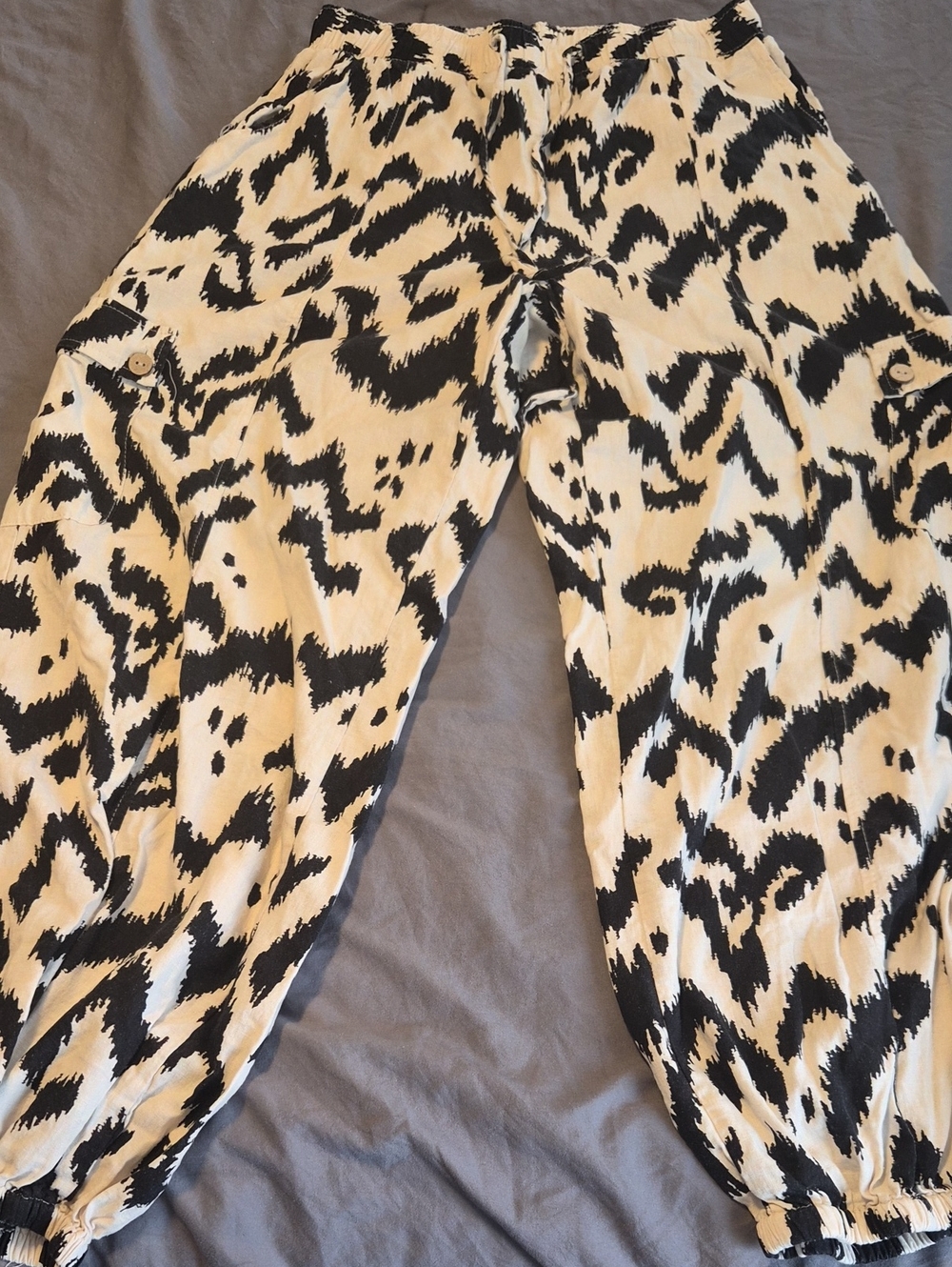 Rachel Zoe Black and Cream Animal-Print Pants
